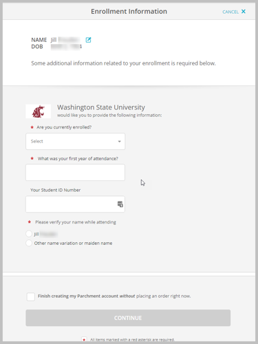 Parchment confirm if currently enrolled